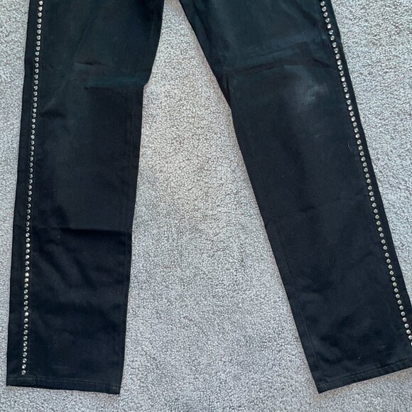 VERSACE JEANS COUTURE VINTAGE BLACK STUDDED JEANS  MADE IN ITALY  - W30 L34 TALL - Picture 3 of 16